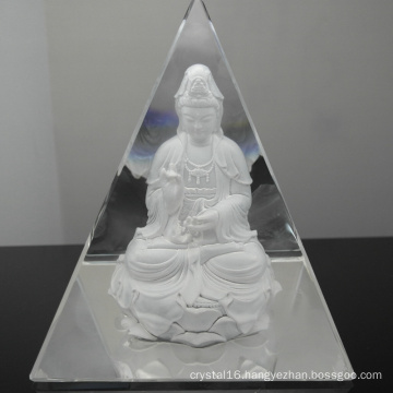 Crystal Glass Pyramid Paperweight for Home Decoration